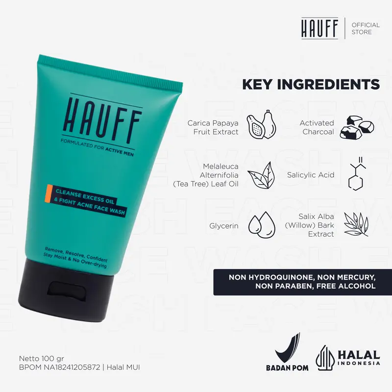 HAUFF OIL & ACNE COMPLETE PACKAGE | Paket Lengkap Skincare Pria | Anti Jerawat | Mengangkat Kotoran & Minyak Berlebih | Menghilangkan Komedo | Mencerahkan Wajah Kusam | Charcoal, Niacinamide, Alpha Arbutin, Acid Complex, 10-Fruit Extract Complex 2