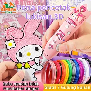 GEMBIRA TOYS Pena 3D Anak-anak Suhu Rendah Anti Panas (Dua Mode Daya: Ganti Baterai & Pengisian Daya) + Gratis 3 Gulung Bahan | Mainan Edukatif DIY Kreasi Tangan Mewarnai, Cocok untuk Hadiah Anak Usia 5-12 Tahun