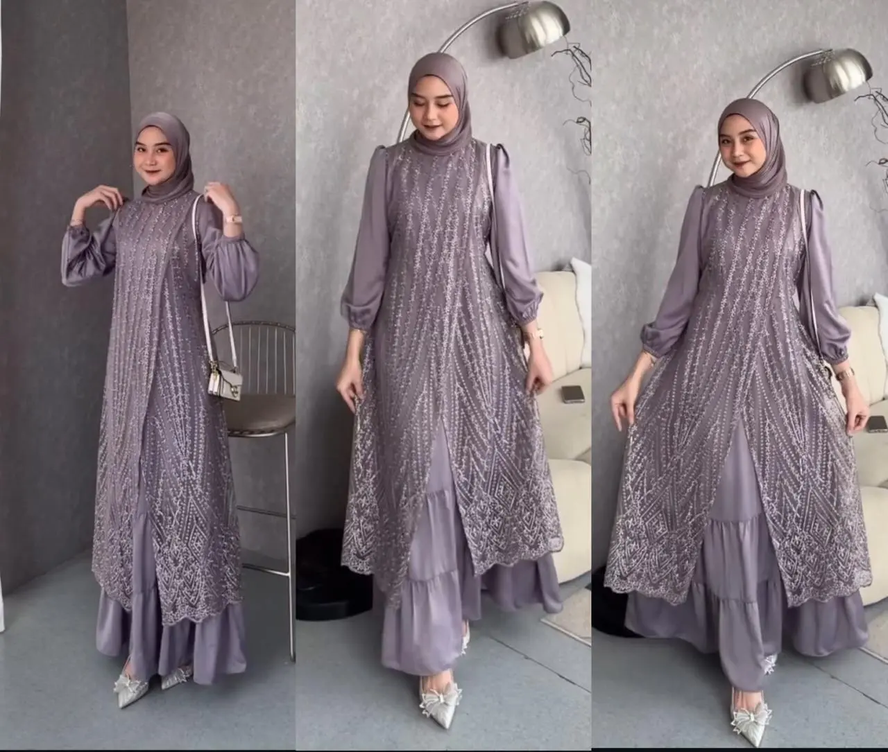 MAXI OLIVIA (M-XXXL) GAMIS TERLARIS GAMIS BRUKAT GAMIS PESTA GAMIS KEKINIAN