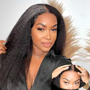Kinky Straight Human Hair Wigs Glueless wig Human Hair Lace Front Wig HD Lace Human Hair Lace Frontal Wig Brazilian Wigs On Sale