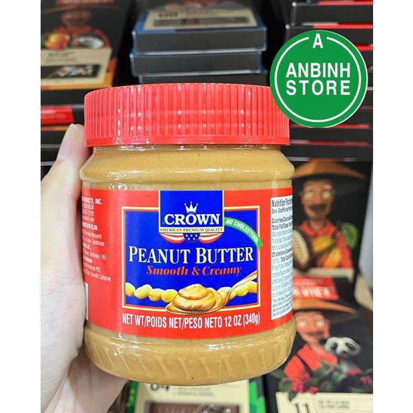 Bơ đậu phộng nghiền hạt Crown Mỹ 340g - chunky peanut butter
