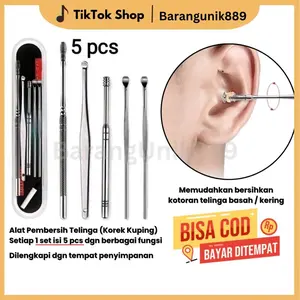 Korek kuping 5 in 1 alat pembersih telinga dewasa membersihkan kotoran ear cleaner  Removal anti karat multifungsi beli lokal barangunik889