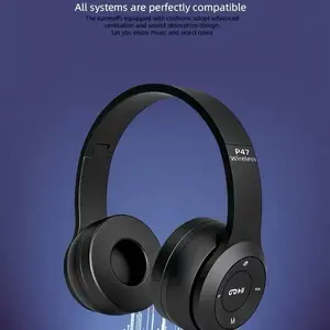 P47 Wireless Headphone Gaming Bluetooth 5.3 Bisa Pasang SD Card Bass Nendang & Mic Clear Dukungan Lebih Banyak Perangkat Sistem Android iOS PC