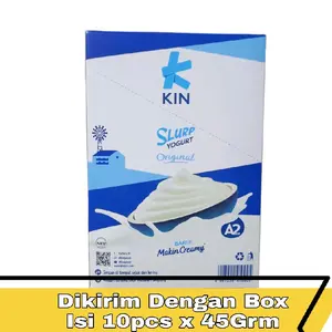 Kin Slurp Yogurt Kemasan 45gram x 10 Pcs Yoghurt Original Susu Sapi Segar A2 Sehat & Mengenyangkan