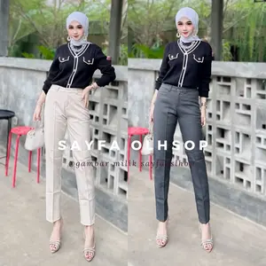 Celana Bahan Wanita Kerja Kantoran Resleting Kancing size standar - jumbo Celana Panjang Casual