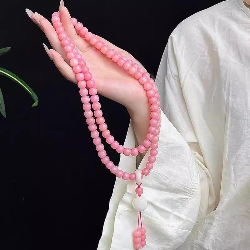 Milon Vòng Tay Bồ Đề Màu Hồng Phối Hoa Sen Tràng Hạt Phong Thủy 12mm*9mm Phù Hợp Tụng Kinh Quà Tặng Phật Giáo Ý Nghĩa