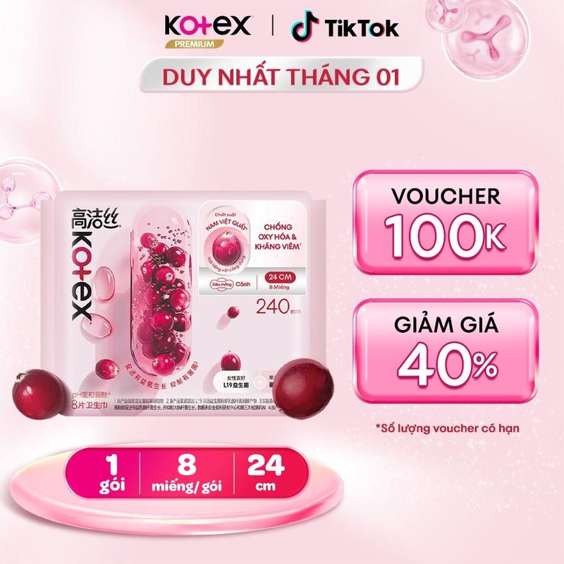 QUÀ TẶNG HOT MỚI 1 gói cb 2 cb 4 cb 8 gói Băng Vệ Sinh Kotex Cranberry Nam Việt Quất Siêu Mỏng Cánh 8 miếng gói