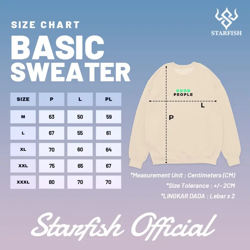 STARFISH SWEATER BASIC SABLON GLOW IN THE DARK GOOD PEOPLE SIZE M&XXL (PRIA & WANITA) 8