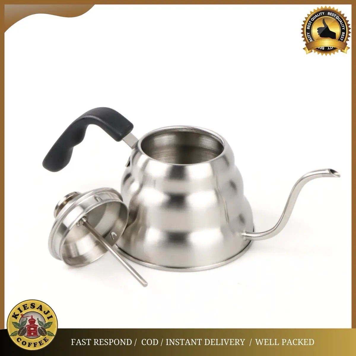 Teko Kopi Leher Angsa 1L 1000ML Stainless Steel Platinum / Gooseneck Kettle / Coffee Pot / V60 Pour Over Kettle