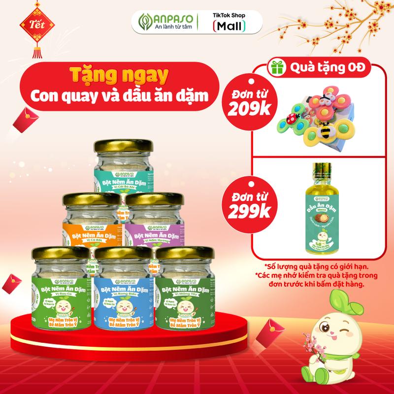 Hạt Nêm cho bé ăn dặm Anpaso Vị Rau Củ 60gr - Gia Vị ăn dặm tiện lợi - Bột nêm thành phần nguyên liệu tự nhiên