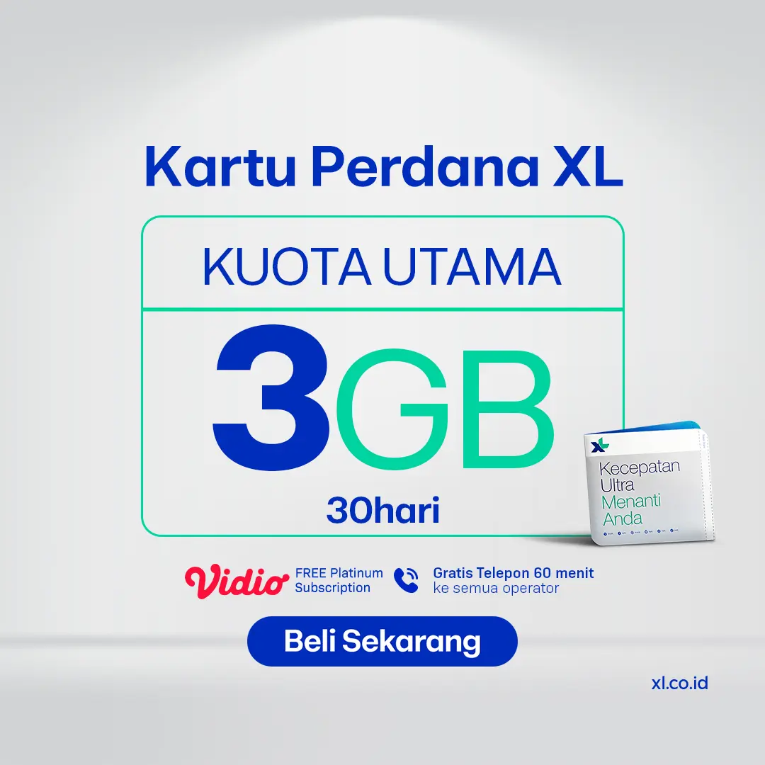 Kartu Perdana XL 3GB, 30hr