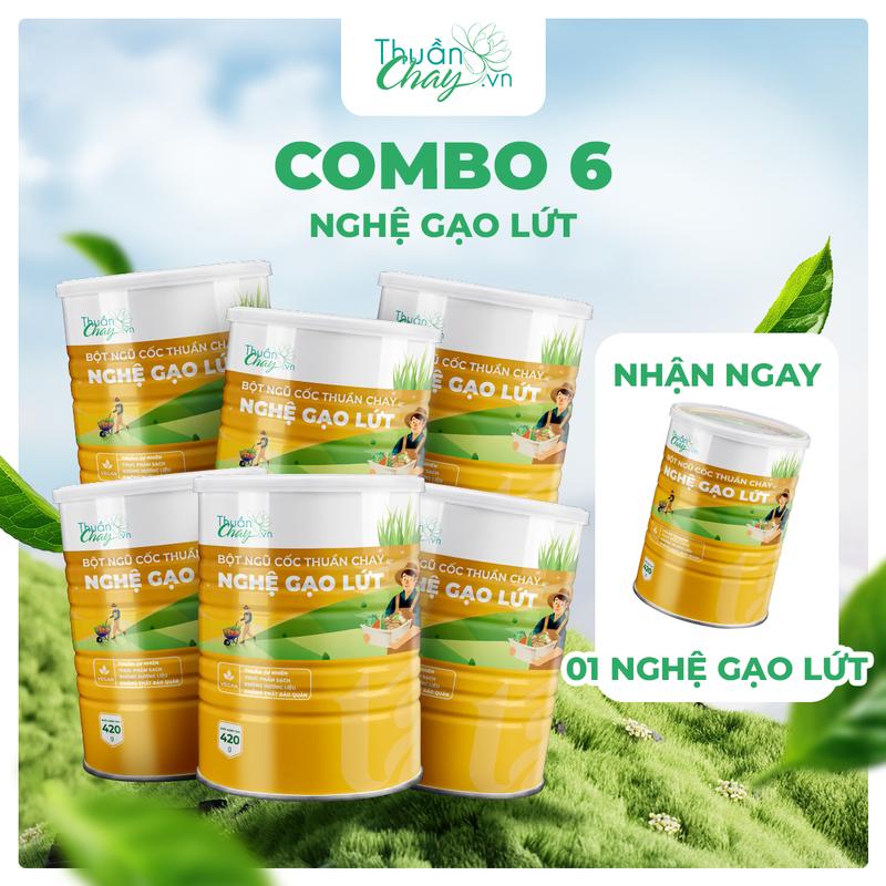 COMBO 6 NGHỆ GẠO LỨT Tặng 1 Lon Cùng Loại- Bột Ngũ Cốc Thuần Chay 420g