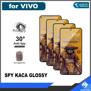 Anti Spy Kaca Glossy untuk VIVO All Type Tempered Glass ESD Privacy  Layar Hitam