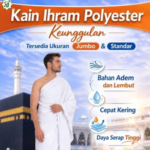 Kain Ihram Jumbo Polyester 260x116cm Kain Haji Umrah Premium Lembut Ringan Cepat Kering