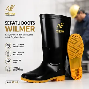 Sepatu bot pria model baru, sol tebal antislip, desain mid-calf, tahan air dan banjir, sepatukerja karet, cocok dipakai saat musim hujan