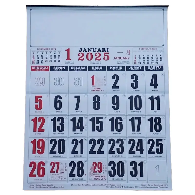 New Kalender Kerja Jumbo 80gram tahun 2025 0