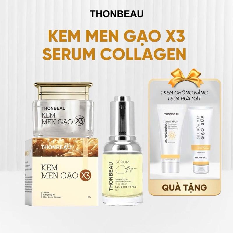 Mua 2 Tặng 2 Kem Face Men Gạo X3 + Serum Collagen Tặng Sữa Rửa Mặt 40ml Skincare