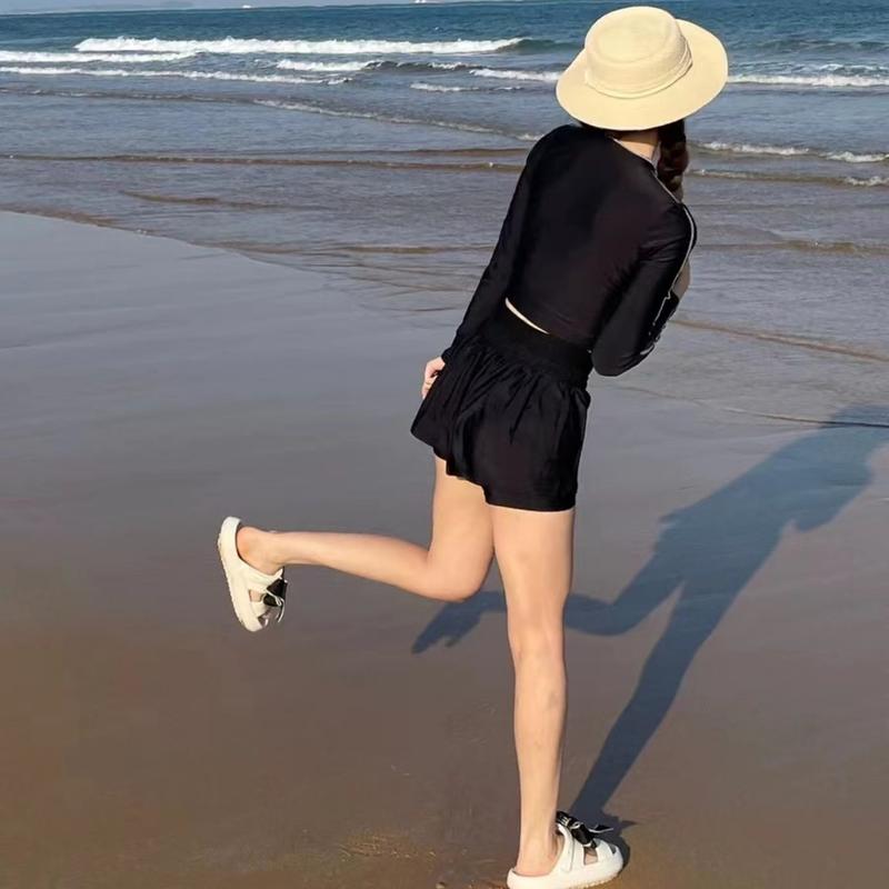 Bikini Nữ, Áo Tắm Xẻ Tà Hai Mảnh, Đồ Bơi Nữ, Áo Dài Tay, Quần Ngắn, Đồ Thể Thao Đồ Bơi, Đồ Đi Biển Sport Chạy Bộ Yoga Tập Yoga Tập Gym Tập Thể Dục 8