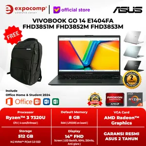 ASUS VIVOBOOK GO 14 E1404FA FHD3851M FHD3852M FHD3853M AMD RYZEN 3-7320U 8GB 512GB WIN 11 HOME + OFFICE HOME 2024