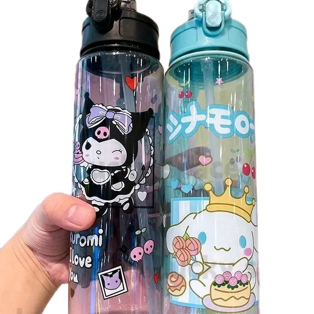 Botol minum anak karakter motif sanrio + sedotan uk 900ml (free tali) Minuman Kitchenware Water Bottles 0