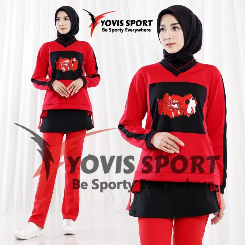 Setelan Senam Joger Wanita Sablon Yovis Sport Original 4