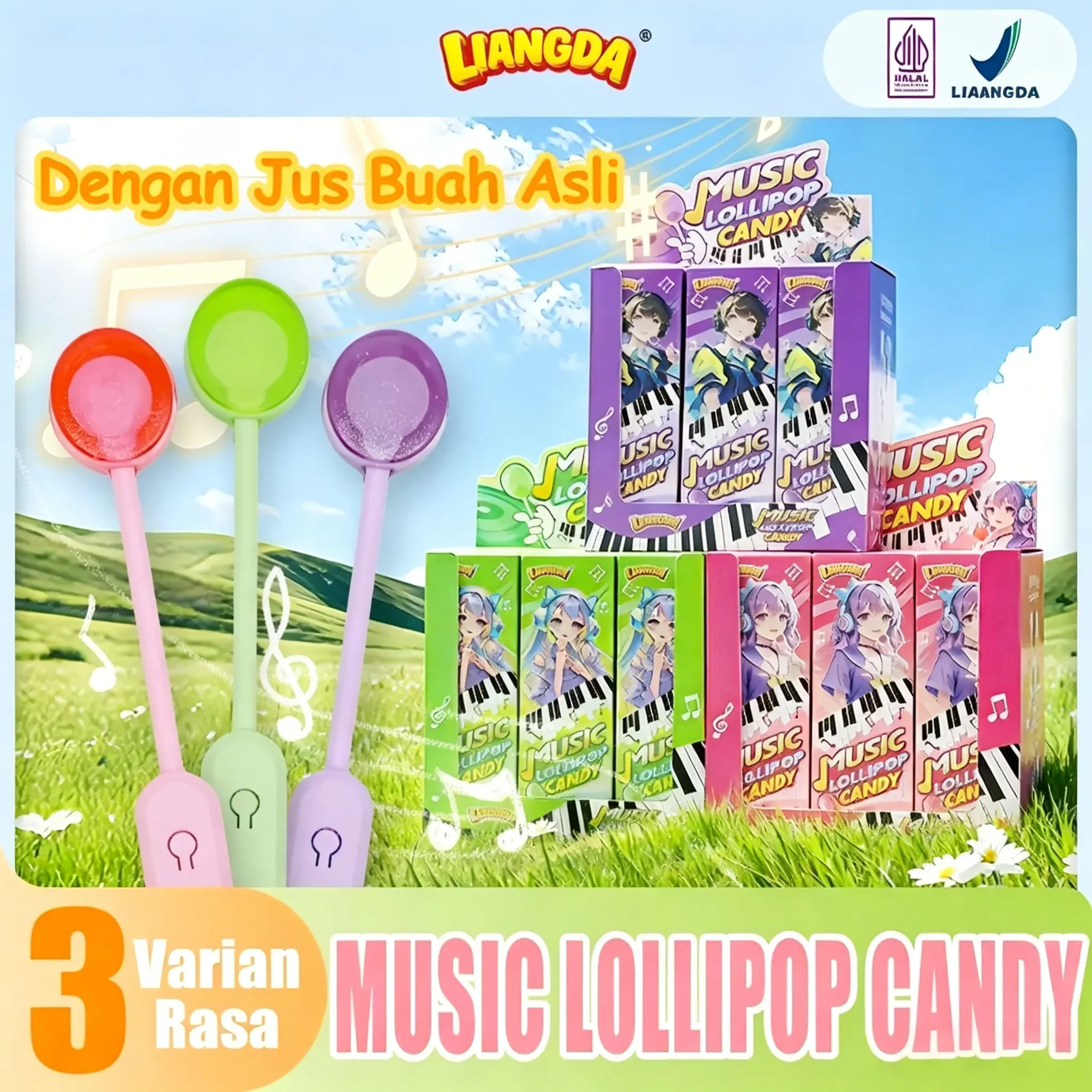 [HALAL] Lollipop Musik Rasa Stroberi Anggur Apel Cocok untuk Interaksi Anak-anak Game Pesta Hadiah Hari Raya Permen Rasa Buah Menarik Dilengkapi Fungsi Musik Tiga Rasa Buah Segar Candy Food