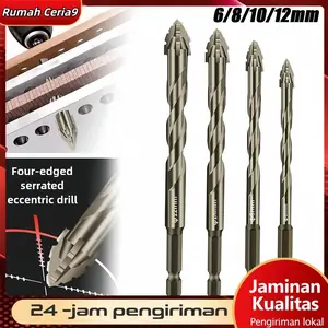 [READY] Set Mata Bor 4 Sisi Baja Keras 6mm 8mm 10mm 12mm untuk Keramik Marmer Beton