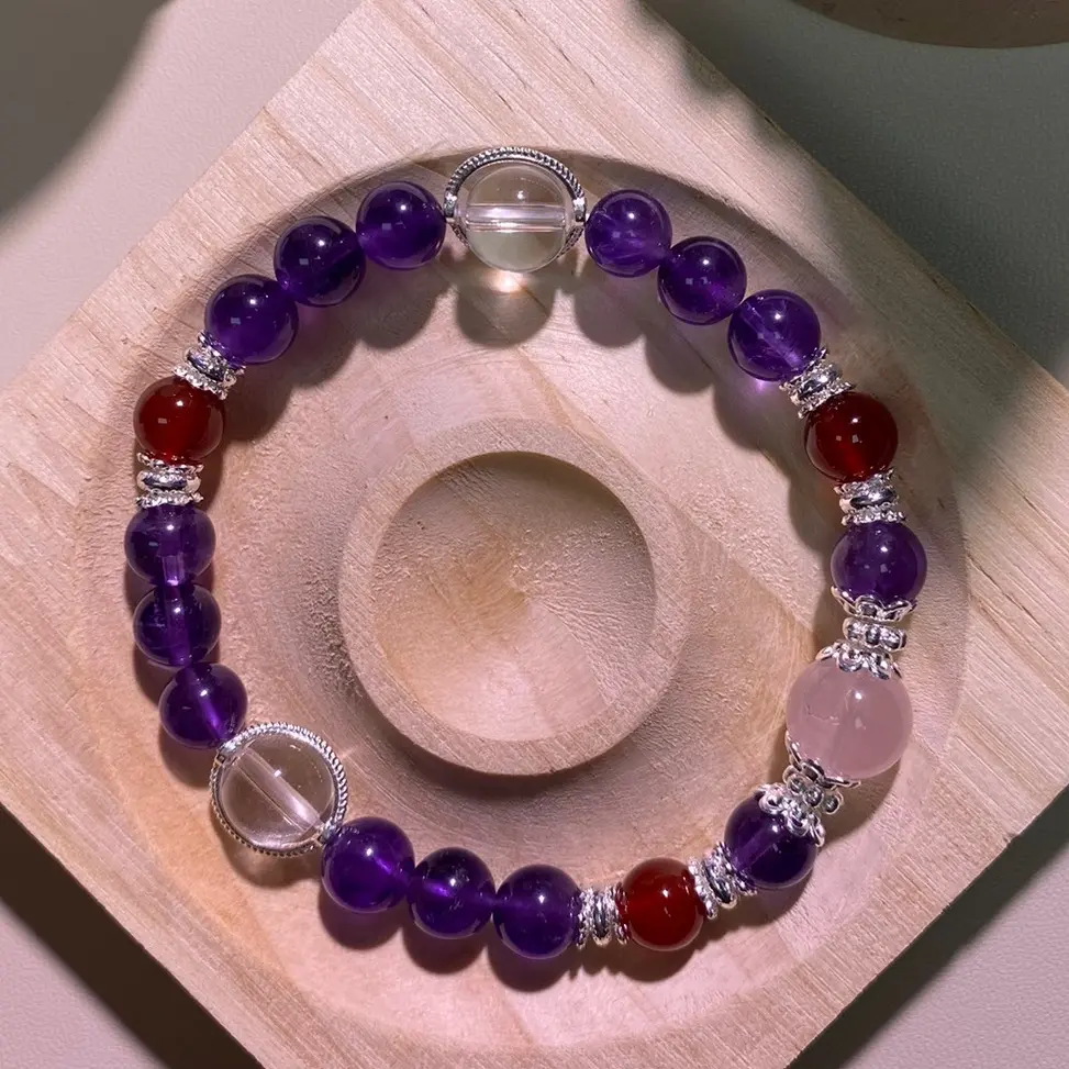 CUSTOM Period9 Amethyst Bracelet in silver hardware