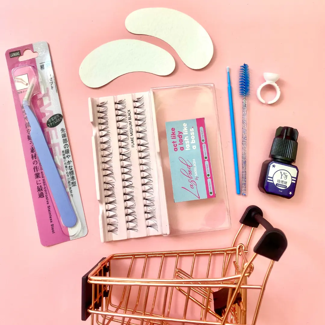 Paket Eyelash Extention Lengkap Bulu Mata Flare Tahan 45days - ALL IN ONE isi 7 pcs