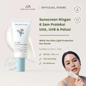 From This Island White Tea Ultra Light Protective Sun Serum SPF50+ dan PA++++ | Sunscreen Melembabkan dan Melindungi Kulit dari Sinar UVA UVB dan Polusi