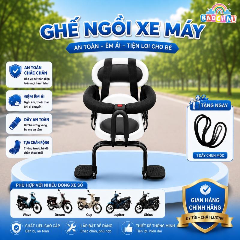 Ghế xe 106 An Toàn Cho bé Xe Airblade, NVX, Exciter, Winer, Satria, Future,…