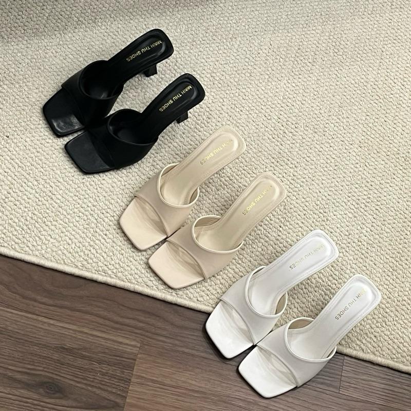 HIGHWEARFOOT - Giày Sandal Cao Gót Đế nhọn bản trơn basic dễ phối đồ đẹp dễ mang Nữ - T07