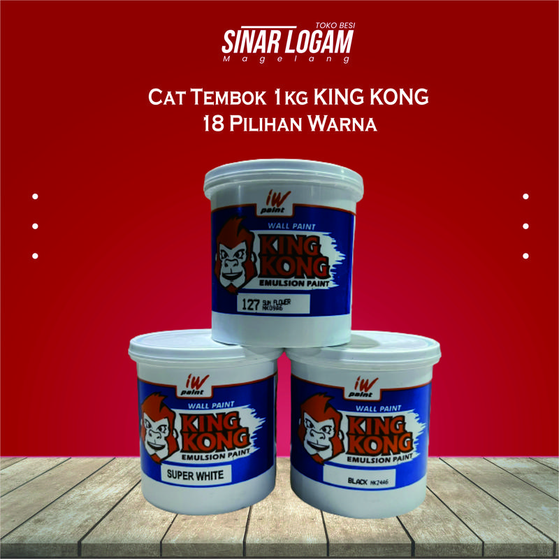 CAT TEMBOK 1 KG INTERIOR EKSTERIOR KINGKONG WALL PAINT 18 PILIHAN WARNA KALENG PVC 1