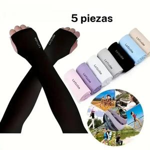 5 Pares de Mangas de Brazo Refrescantes, Tela Transpirable y Elástica, Protección Solar de Secado Rápido, Unisex para Actividades de Verano, Ideales para Ciclismo y Senderismo