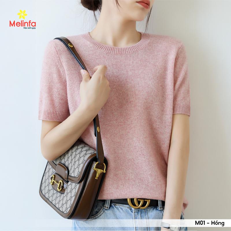 Áo len nữ cổ tròn ngắn tay hiện đại trẻ trung len dệt kim mềm mịn co giãn mã VAA0316