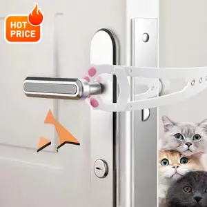 Cat Door Holder Latch Adjustable Dog Stopper Elastic Gate Lock Flex Latch Strap Keep Dog Out From Entering Pet Gate Supplies - black