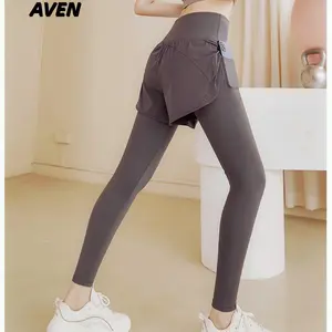 Celana Olahraga Wanita 2in1 Legging + Inner | High Waist Cepat Kering Lari Gym Fitness Sepedaan Yoga Running Sport Wanita Polos-23