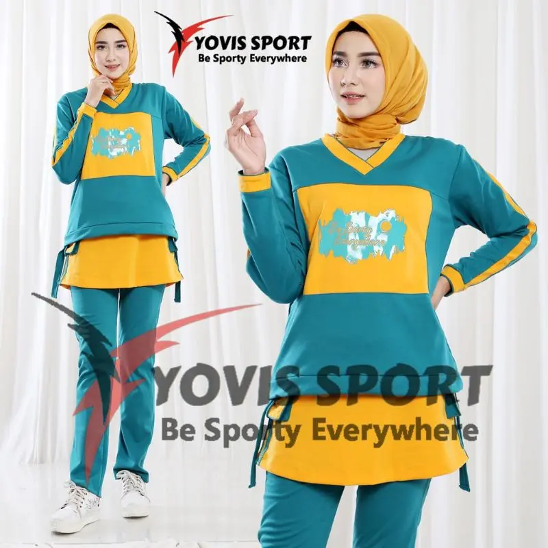 Setelan Senam Joger Wanita Sablon Yovis Sport Original 7