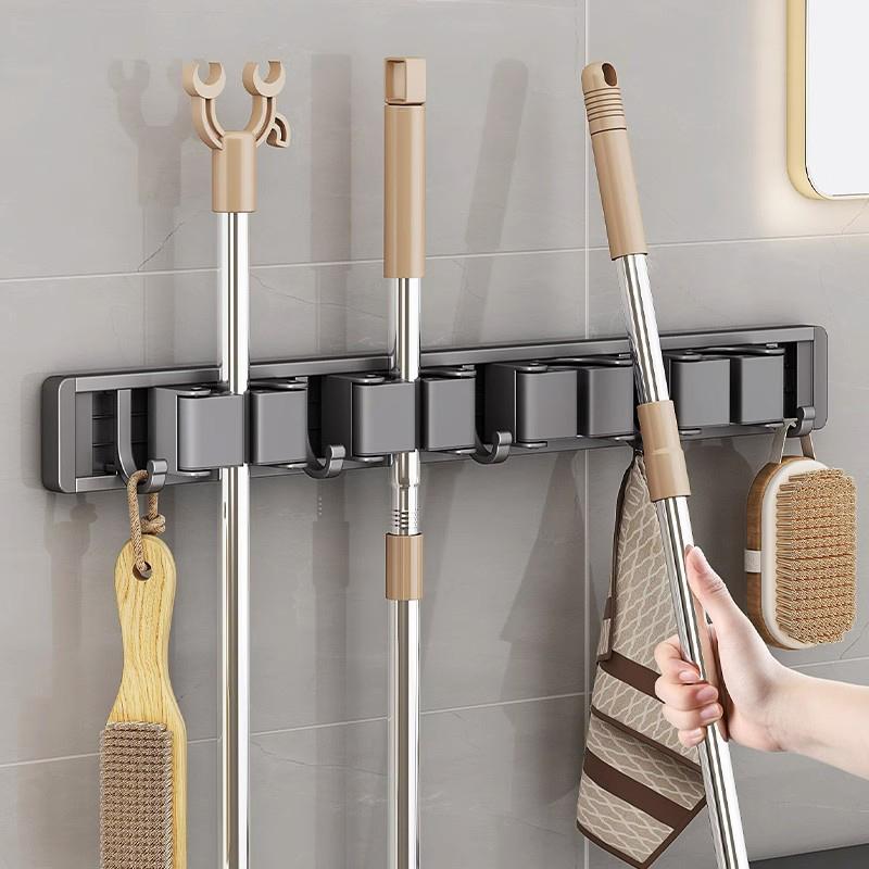  Giá chổi Kiểu treo tường Móc treo cây lau nhà dán kẹp cây lau nhà chống thấm nước và chống gỉ 