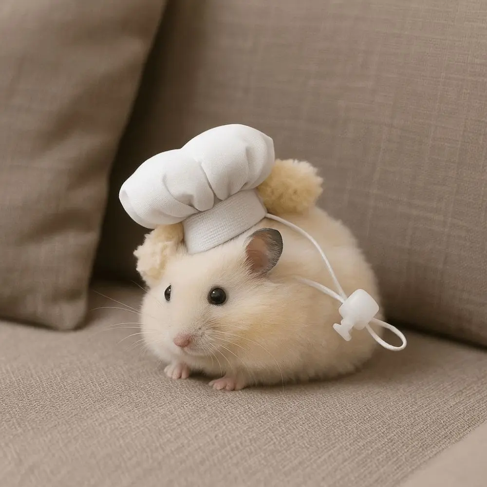 Pet Accessories Adjustable Hamster Chef Hat Comfortable Breathable Hamster Cosplay Hat Decorative Pet Dress Up Hat Photo Prop