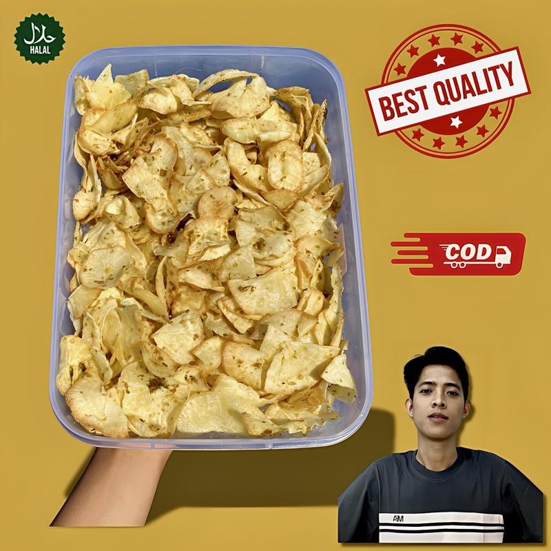 Keripik Singkong Bumbu Goang Cabai Ijo Gurih Asin Pedas Food Snack Kripik Usus Makanan Halal Snack Jajanan Kekinian Renyah Tanpa Pengawet Cemilan Keripik Singkong Goreng Pedas