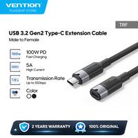 Gambar Vention Kabel Extension Cable USB 3.2 Gen2 Type C Male to C Female 5A 10Gbps 4K 60Hz Aluminum Alloy - TRF - black, 0.5m dari Vention By Andalan Kota Administrasi Jakarta Utara 1 Tokopedia