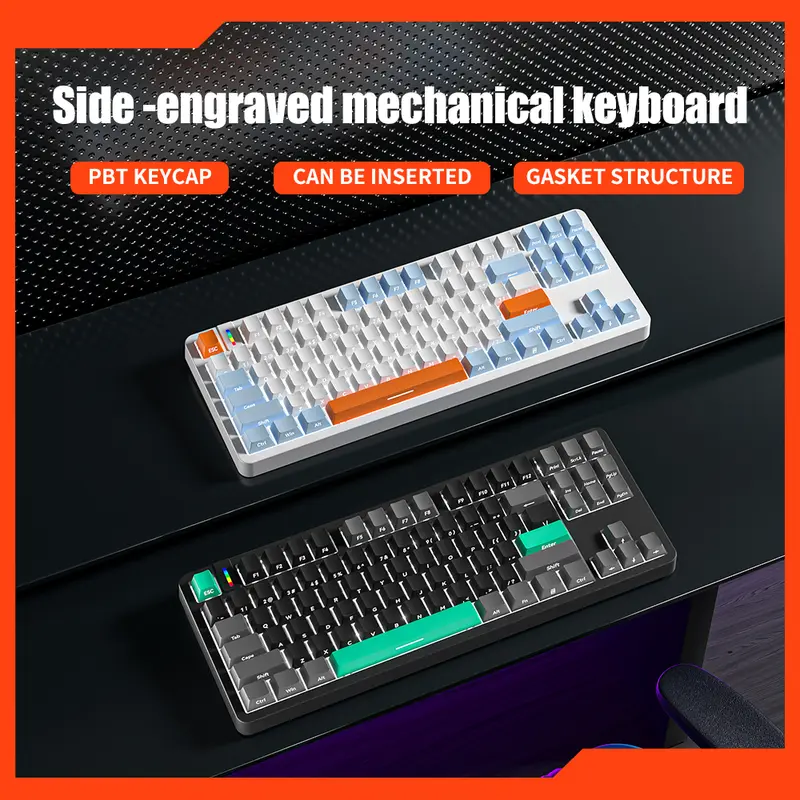 ZIFRIEND G87 Gaming Mechanical Keyboard 87 Keys Side Engraved Keycaps RGB Lighting Wired Hot Swap Noah Silver/Silent/Red/Brown Switch Keyboard 3