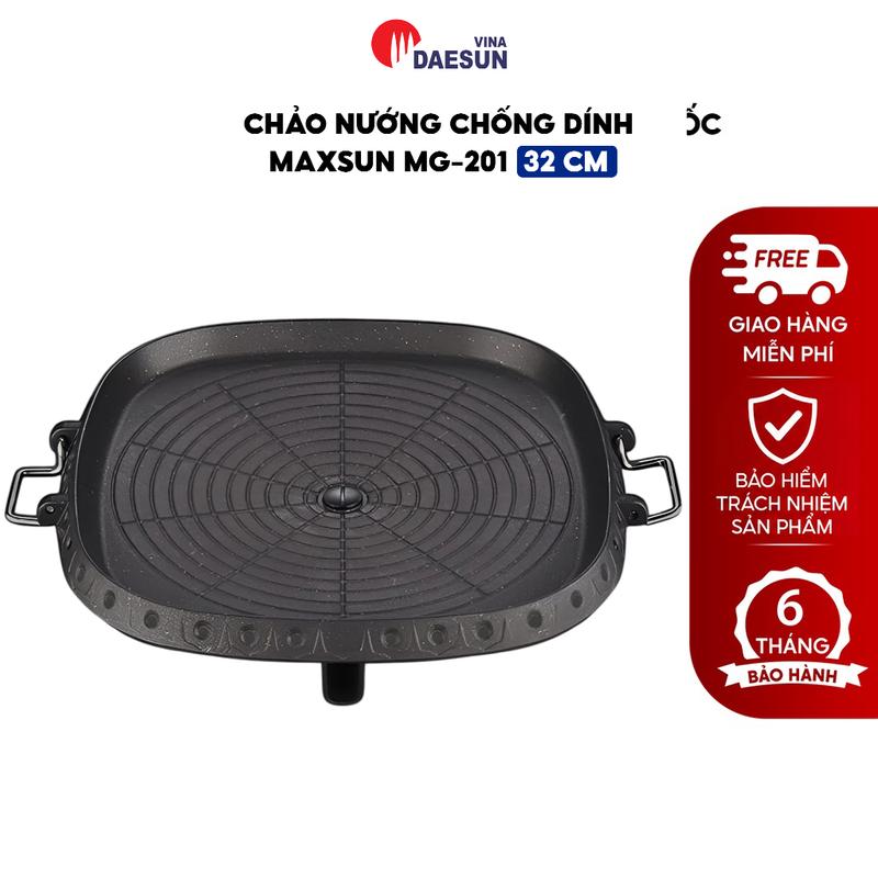Chảo Nướng Chống Dính Maxsun MG-201 - Lỗ Thoát Dầu Mỡ | 4 Lớp | Phủ Đá Cao Cấp | Thương Hiệu Hàn Quốc