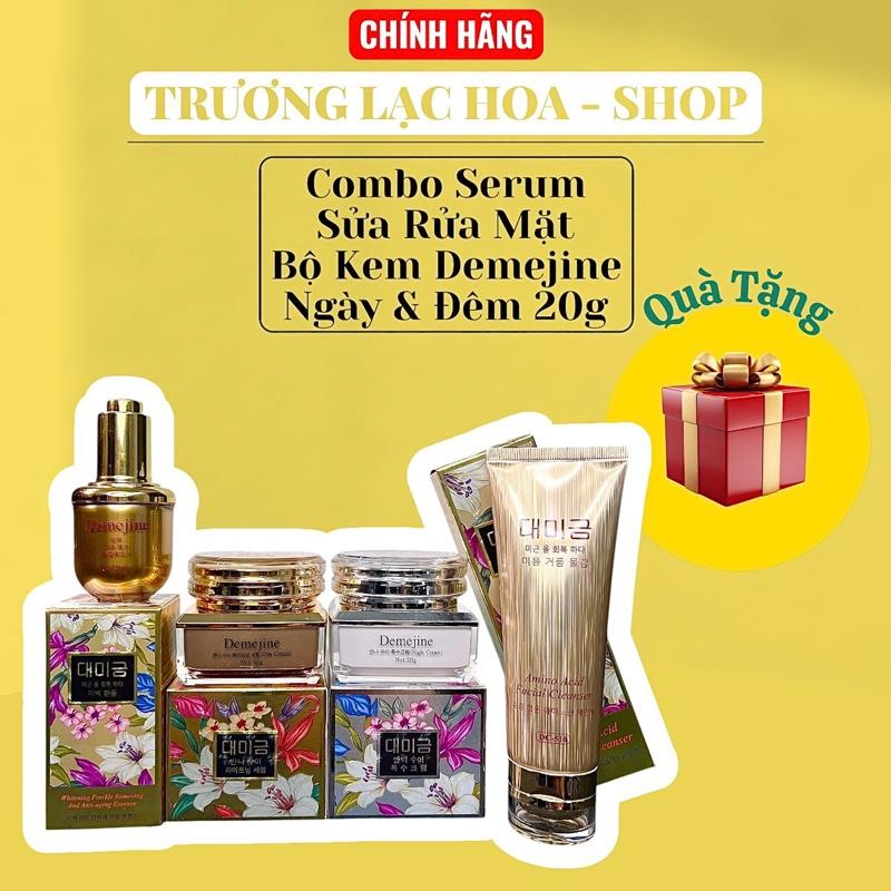 Combo Cặp Kem Ngày Đêm Demejine 20g Và Serum demejine tế bào gốc 35ml và Sữa rửa mặt demejine 120ml dành cho mọi loại da ngay deme jine duong kemngay