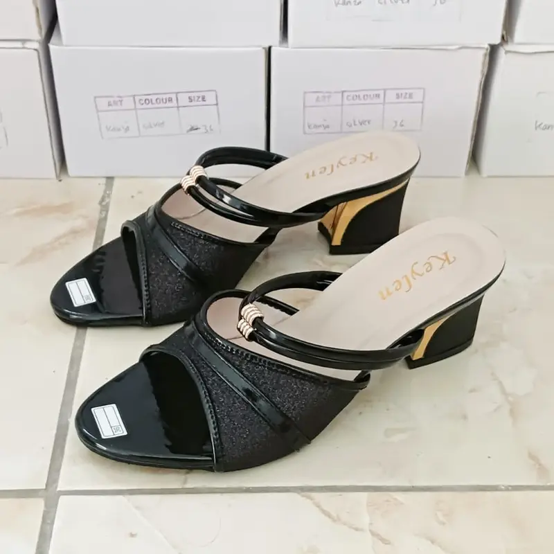 Sandal Wanita Hak Tahu Gliter Ke Kinian Tinggi 5 Cm 2