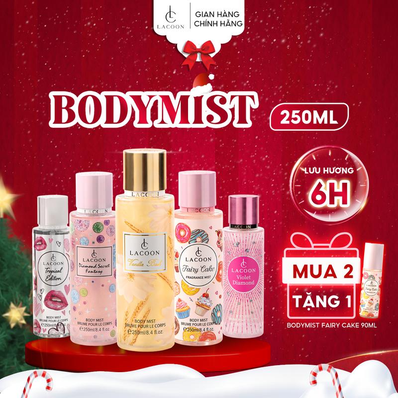   Trợ Giá  Lacoon Combo Body Mist & Bodylotion Xịt Thơm Khử Mùi Toàn Thân Nam Nữ Hương Nước Hoa - Lưu hương tới 6H -  Không chứa thành phần gây hại - Phù hợp cho mọi loại da 