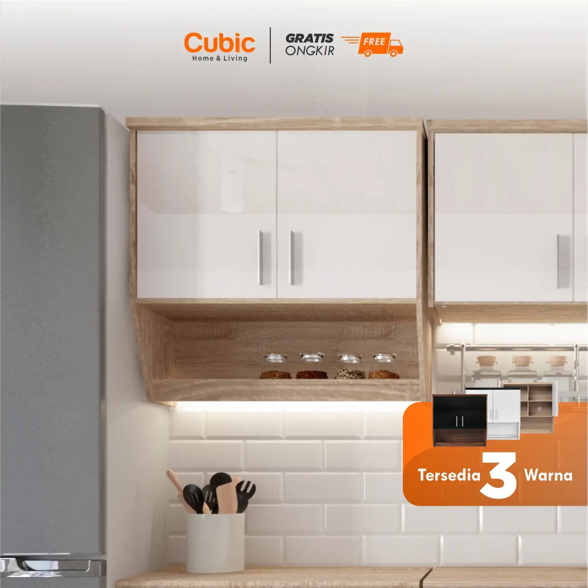 Cubic Kitchen Set 2 Pintu Minimalis / Rak Atas Dapur / ELENA KSA 2P