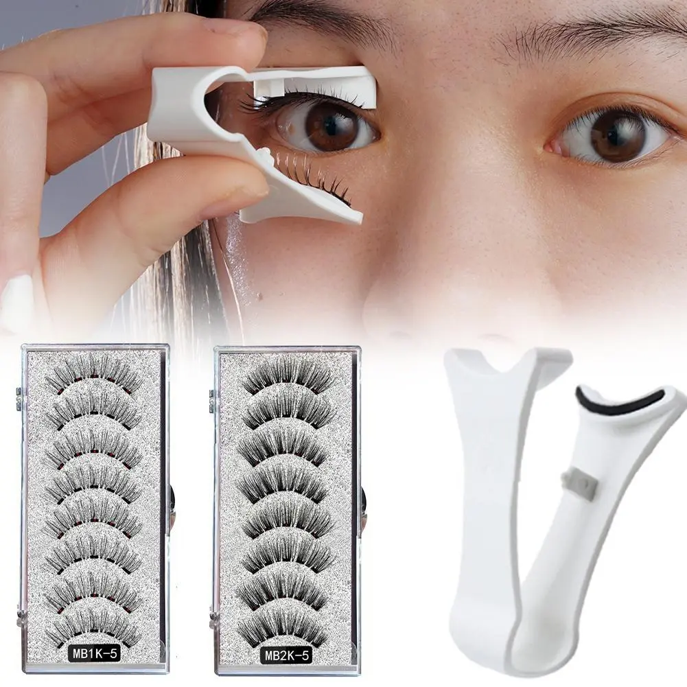 5 Magnetic Eyelashes Natural With 3D Magnet Handmade Magnetic Lashes Tweezer Set Mink Eye Q4Z4