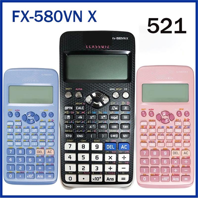 Máy tính khoa học, FX 580 VN X, 521 tính năng tính toán, màu đen, xanh lam và hồng, nhập khẩu Thái Lan, Thích hợp cho kỳ thi sinh viên, Toán học, cụ thể là 570vnx 570es cộng với 991es cộng